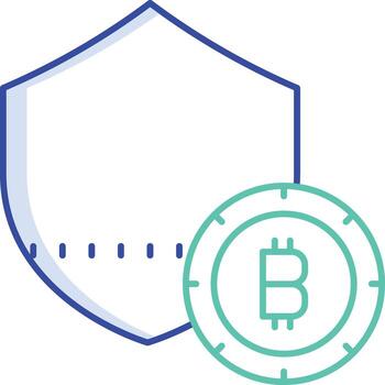 bitcoin proteger contorno color icono diseño vector