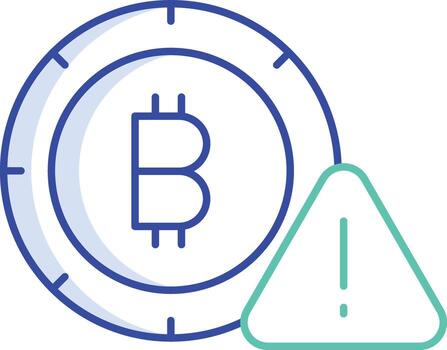 bitcoin warn outline color icon design vector