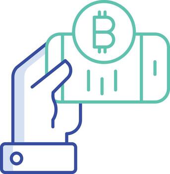 bitcoin móvil contorno color icono diseño vector