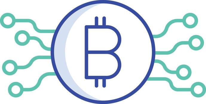 bitcoin technology outline color icon design vector