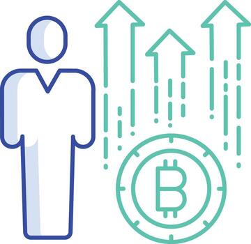 bitcoin growth user outline color icon design vector