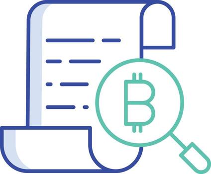 bitcoin search document outline color icon design vector