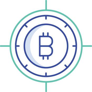 bitcoin objetivo contorno color icono diseño vector