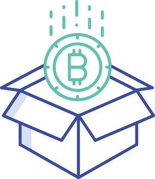 bitcoin open box outline color icon design vector
