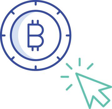 bitcoin hacer clic contorno color icono diseño vector