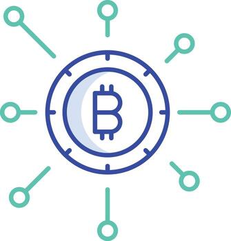 bitcoin red contorno color icono vector