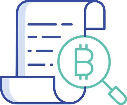 bitcoin search file outline color icon design vector