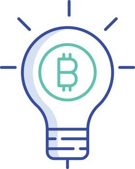 bitcoin idea bulbo contorno color icono diseño vector