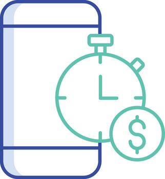 mobile transaction time outline color icon design vector