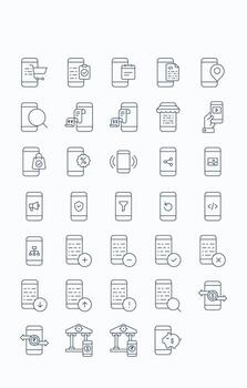 Set of mobile app interaction icons vector