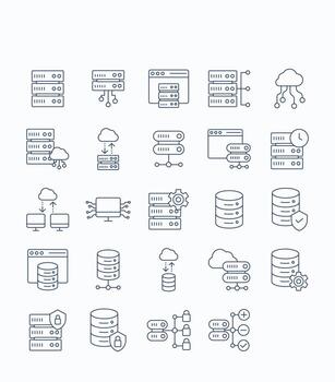 servidor y base de datos contorno icono colocar, sus incluso íconos me gusta nube datos, almacenamiento, servidor vector