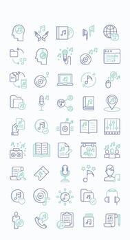 Collection of music-related icons and symbols vector