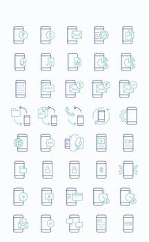 móvil solicitud contorno color icono colocar, sus incluso íconos me gusta bancario, configuración, bloquear y pago vector