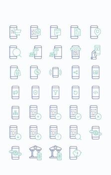 Mobile app icon illustrations in vector style