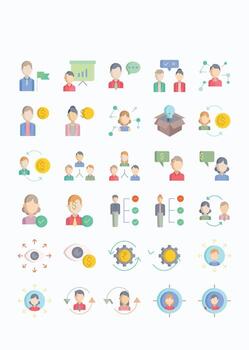 Business icons depicting collaboration and success vector