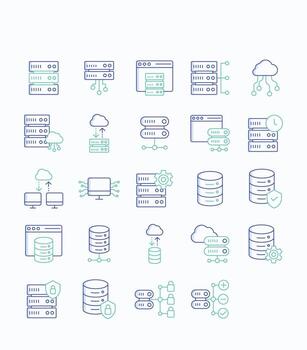 servidor y base de datos contorno color icono colocar, sus incluso íconos me gusta nube datos, almacenamiento, servidor vector