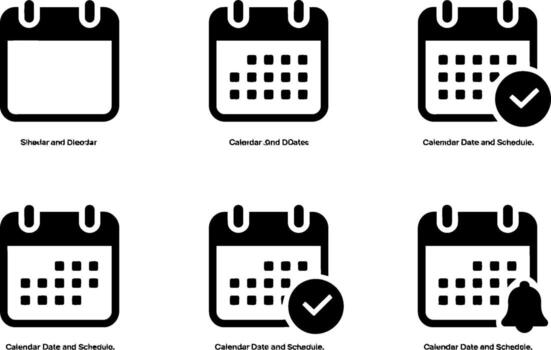 Collection of simple calendar icons for event planning and scheduling management visuals vector