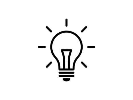 Icon of a light bulb symbolizing innovation idea and creativity simple outline design vector