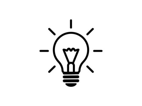 Simple icon of a glowing light bulb symbolizing innovation and new ideas and creativity vector