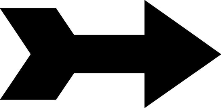 Simple black arrow pointing rightward directional symbol for navigation and progress vector