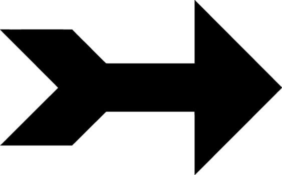 Bold black arrow symbol pointing right direction navigation progress forward movement vector