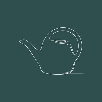 Minimalist Line Drawing of a Teapot with a Curved Handle and Spout on a Dark vector
