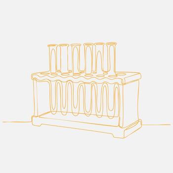Laboratory test tubes and rack with multiple glass tubes in a scientific laboratory setting vector