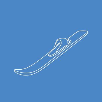 Minimalist Line Drawing of a Classic Wooden Sled with a Curved Design and a Handle for Gliding on Snow vector