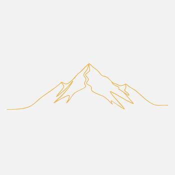 Minimalist Line Drawing of a Mountain Peak with Sharp Edges and Elevated Summit on a Light Gray vector