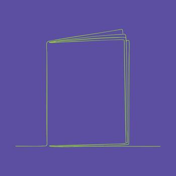 Open notebook with blank pages standing upright on a flat against a solid , symbolizing writing, planning, or note-taking activities vector