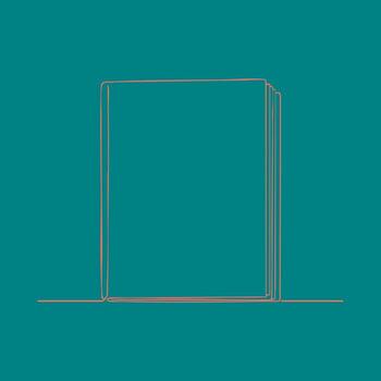 abierto de tapa dura libro en pie vertical con paginas ligeramente avivado fuera en un plano , minimalista enfatizando el libros estructura vector