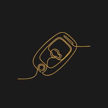 Minimalist Line Drawing of a Car Key Fob with Remote Control on a Dark vector