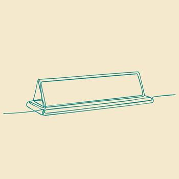 Minimalist line drawing of a modern desk organizer with a sleek, open design on a light beige vector