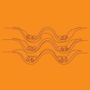 múltiple cable esculturas con intrincado bucles y curvas arreglado en un simétrico modelo en un vibrante naranja vector