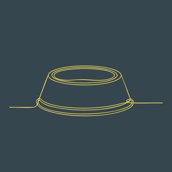 Minimalist Line Drawing of a Pet Food Bowl with a Smooth Curved Shape and Simple Design on Dark vector