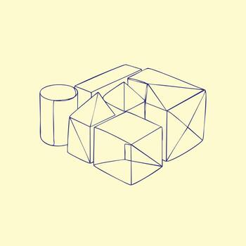 resumen geométrico formas consistente de cubitos y cilindros arreglado en un minimalista composición con un ligero vector