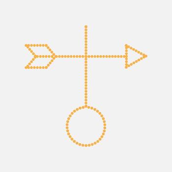 Minimalist Symbol with Arrow, Circle, and Cross Elements on Light Gray vector