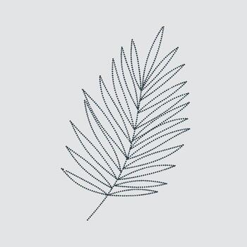 Dotted Line Drawing of a Palm Leaf with Fine Detailing and Elegant Structure on Light Gray vector