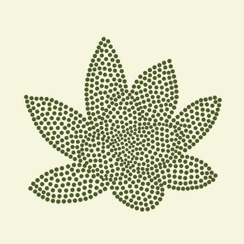 Stylized botanical of a leafy plant with multiple broad leaves arranged in a circular pattern, created with dotted design elements vector