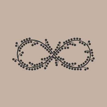 Elegant decorative infinity symbol composed of symmetrical dotted patterns on a neutral vector
