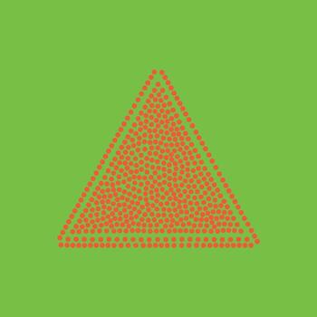 resumen triangular modelo compuesto de igualmente espaciado rojo puntos en un vibrante verde creando un moderno geométrico diseño vector