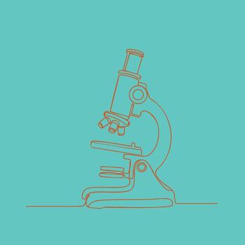 Minimalist Line Drawing of a Compound Microscope on a Solid vector