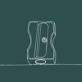 Minimalist line drawing of a modern electric kettle with a sleek design and a circular control button on a dark vector