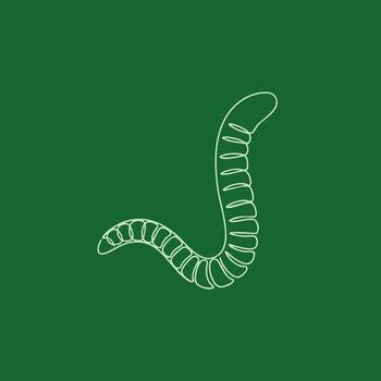 Minimalist line drawing of a segmented worm on a solid green emphasizing simplicity and elegance vector
