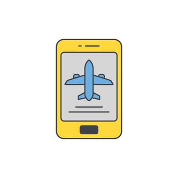 Smartphone screen displaying airplane icon, symbolizing flight booking and travel planning applications vector