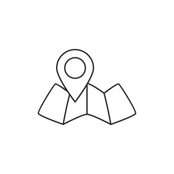 sencillo línea dibujo de un doblada mapa con un ubicación alfiler icono, Perfecto para viaje y navegación temas vector