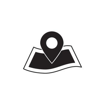 Location marker on a folded map illustration, signifying navigation and travel planning vector