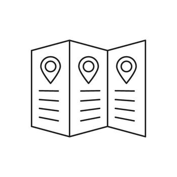 Illustrated map with location pins and text lines, perfect for travel guides and navigation concepts vector