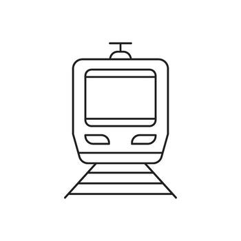Front view of a modern train on tracks, a simplified graphic illustration vector