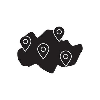 resumen mapa ilustración con múltiple ubicación marcadores, representando puntos de interesar o navegación vector